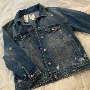 RSQ Medium Wash Destructed Denim Jacket